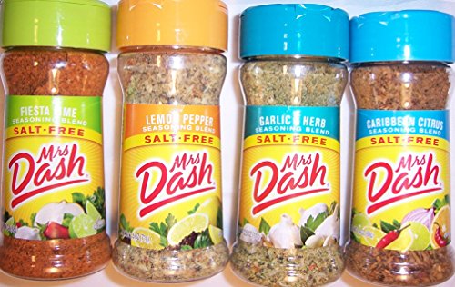 Product Cover Mrs. Dash Seasoning Blends Variety Flavor 4 Pack 2.5 oz - Caribbean Citrus - Garlic & Herb - Fiesta Lime - Lemon Pepper