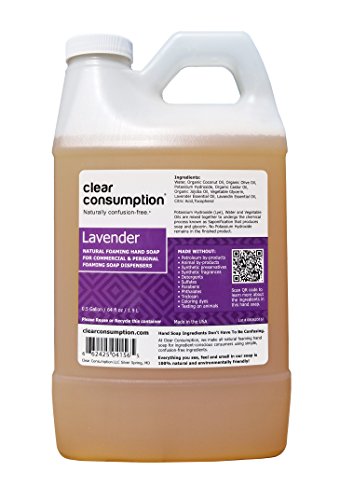 Product Cover Clear Consumption Natural Lavender Foaming Hand Soap Refill 1/2 Gallon (64 oz) - Made from USDA Organic Vegetable Oils - For Commercial & Personal Foaming Soap Dispensers