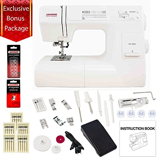 Product Cover Janome HD3000 Heavy Duty Mechanical Sewing Machine With Bonus Accessories Hard Case