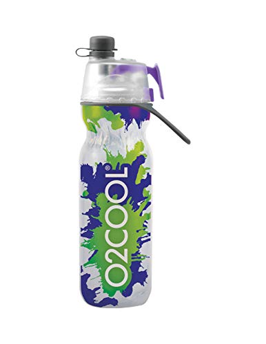 Product Cover O2COOL ArcticSqueeze Insulated Mist 'N Sip Squeeze Bottle 20 oz., Green/Purple Splash