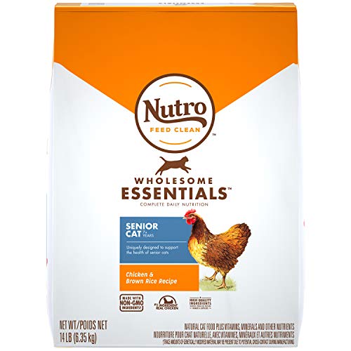 Product Cover NUTRO WHOLESOME ESSENTIALS Senior Indoor Natural Dry Cat Food for Healthy Weight Farm-Raised Chicken & Brown Rice Recipe, 14 lb. Bag
