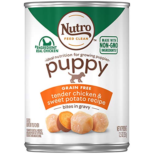 Product Cover NUTRO PUPPY High Protein Natural Wet Dog Food Bites in Gravy Tender Chicken & Sweet Potato Recipe, (12) 12.5 oz. Cans