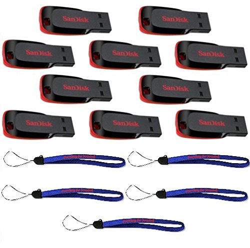 Product Cover SanDisk Cruzer Blade 16GB (10 pack) USB 2.0 Flash Drive Jump Drive Pen Drive SDCZ50-016G - Ten Pack w/ (5) Everything But Stromboli (TM) Lanyards