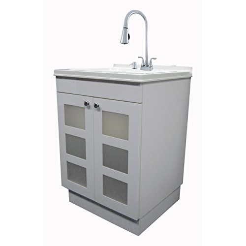 Product Cover LDR 7712CP-SD Laundry Utility Cabinet Sink Vanity Chrome Faucet with Pull Out Spray and Soap Dispenser