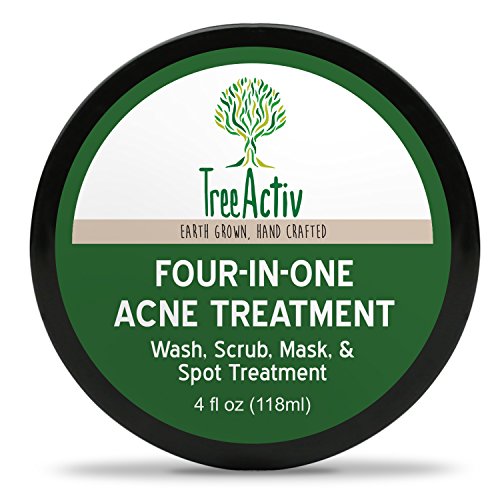 Product Cover TreeActiv Four-in-One Acne Treatment, Wash, Scrub, Mask, and Spot Treatment, Heals Rosacea, Exfoliating Sugar, Face or Body, Natural Sulfur Clear Skin Cleanser, Bentonite (4 Oz)