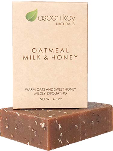 Product Cover Oatmeal Soap Bar. With Organic Raw Honey, Goats Milk, Organic Shea Butter, Can Be Used as a Face Soap or All Over Body Soap. Exfoliating Soap. 4oz Bar.