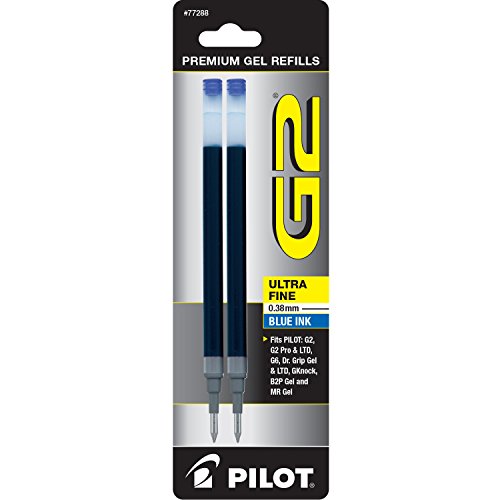 Product Cover Pilot G2 Gel Ink Refill, 2-Pack for Rolling Ball Pens, Ultra Fine Point, Blue Ink (77288)