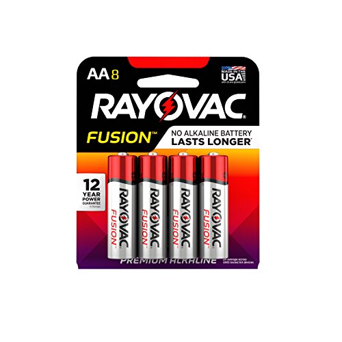 Product Cover Rayovac Fusion AA Batteries, Premium Alkaline Double A Batteries (8 Battery Count)