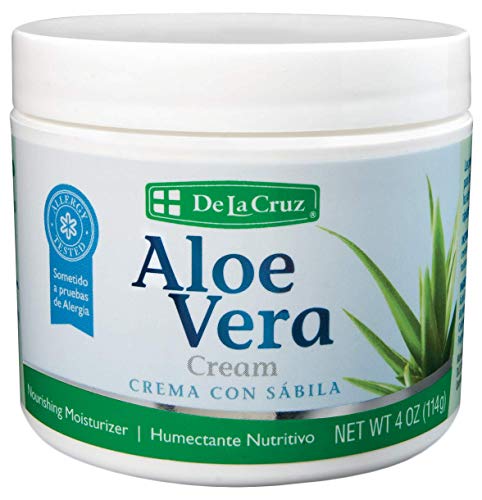Product Cover De La Cruz Aloe Vera Cream, Allergy-Tested, No Parabens, Made in USA 4 OZ.