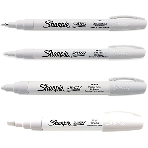 Product Cover Sharpie Paint Marker Oil Based White All Sizes Kit with Ex Fine, Fine, Medium & Bold