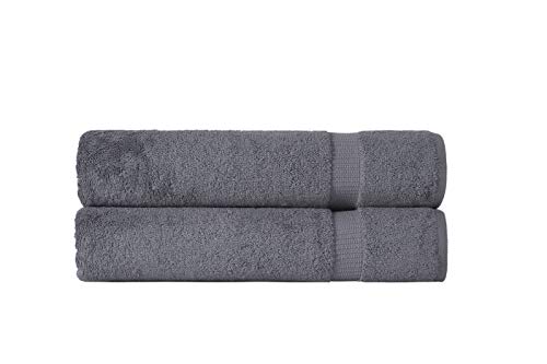Product Cover SALBAKOS Turkish Cotton Hotel & Spa Bath Sheet Set, 35 by 70 Inch, Pack of 2, Gray