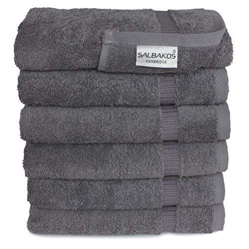 Product Cover SALBAKOS Turkish Cotton Hotel & Spa Hand Towel Set, 16 by 30 Inch, Pack of 6, Gray