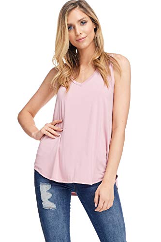 Product Cover Alexander + David Womens Casual Loose Knit V-Neck Tank Top with Uneven Hem Hi-Lo Bottom