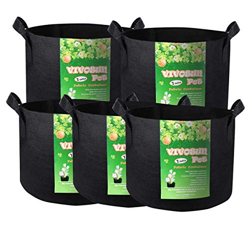 Product Cover VIVOSUN 5-Pack 1 Gallon Heavy Duty Thickened Nonwoven Fabric Pots Grow Bags with Handles