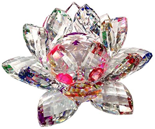 Product Cover Amlong Crystal 4 inch Sparkle Crystal Lotus Flower Feng Shui Home Decor with Gift Box