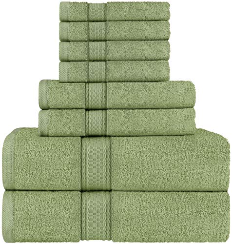Product Cover Utopia Towels 8 Piece Towel Set, Sage Green, 2 Bath Towels, 2 Hand Towels, and 4 Washcloths