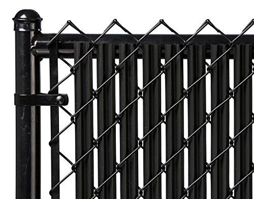 Product Cover Ridged Slats Slat Depot Single Wall Bottom Locking Privacy Slat for 3', 4', 5', 6', 7' and 8' Chain Link Fence (6ft, Black)