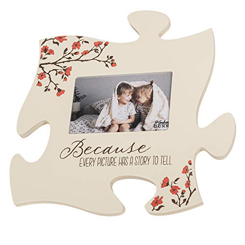 Product Cover P. Graham Dunn Every Picture Has a Story to Tell White Floral 12 x 12 Wall Hanging Wood Puzzle Piece Photo Frame