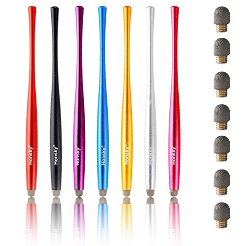 Product Cover Honsky Cell Phone Stylus, Tablet Stylus for Touch Screens: Universal Long Metal Slim Waist Stylist Pens, Tablet Pen, Touchscreen Stylus Pen ¨C with Replacement Tips, Multi-Colored, Bulk, 7 Packs