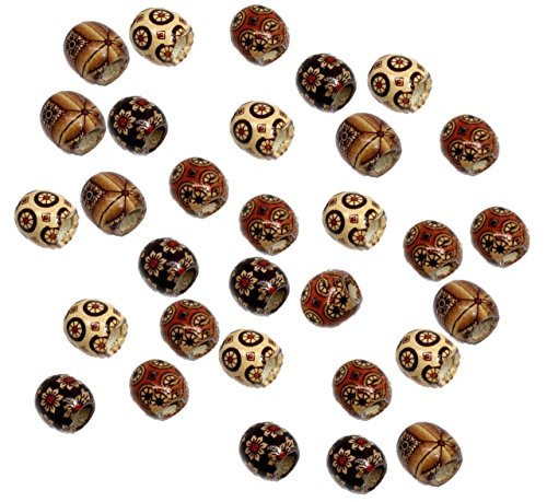 Product Cover Rockin Beads 90 Wood Large Hole Macrame Beads 16mm Mixed Colors Painted