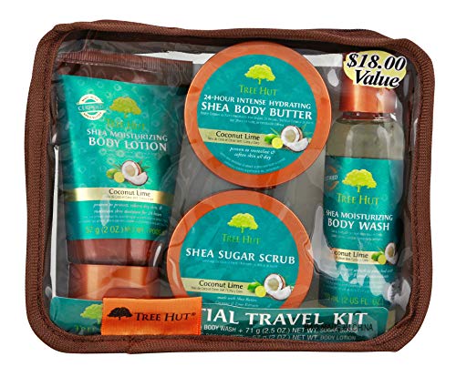 Product Cover Tree Hut Essential Travel Kit, Coconut Lime, 4 Items in One Bag, for Nourishing Essential Body Care on the Go!