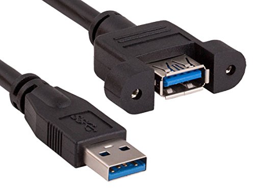 Product Cover Cable Leader 1ft USB 3.0 Panel-Mount Type A Male to Type A Female Cable