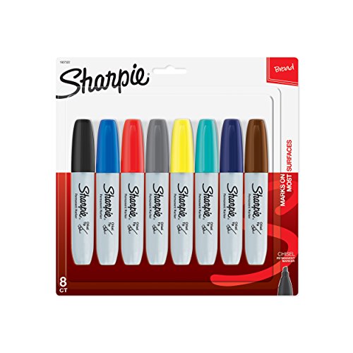 Product Cover Sharpie Permanent Markers, Broad, Chisel Tip, 8-Pack, Assorted 2015 Colors (1927322)