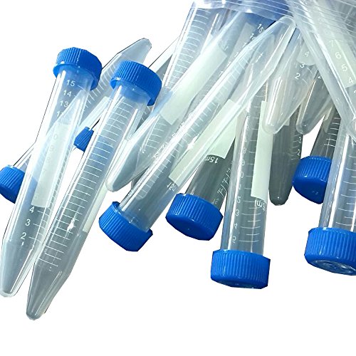 Product Cover Bipee Plastic Centrifuge Tubes, 15ml, Conical Bottom, Graduated Marks, Blue Screw Cap, Pack of 100pcs