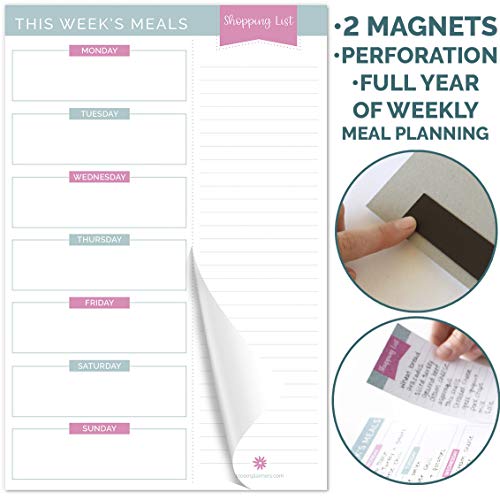 Product Cover bloom daily planners Weekly Meal Planning Pad - Magnetic Menu Planner with Perforated Tear-Off Grocery Shopping Lists - 6