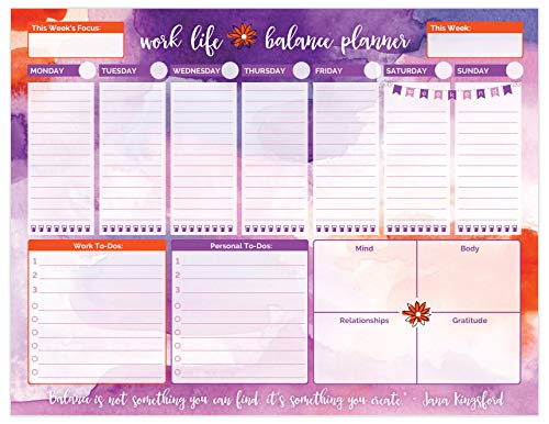 Product Cover bloom daily planners Work/Life Balance Planning Pad - Tear Off Weekly Work and Personal to Do Pad - Planning System to Do Pad - 8.5