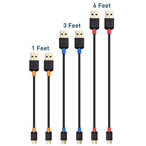Product Cover Cable Matters (Combo 6-Pack) Gold-Plated USB 2.0 Type A to Micro-B Cable - 1/3/6 Feet