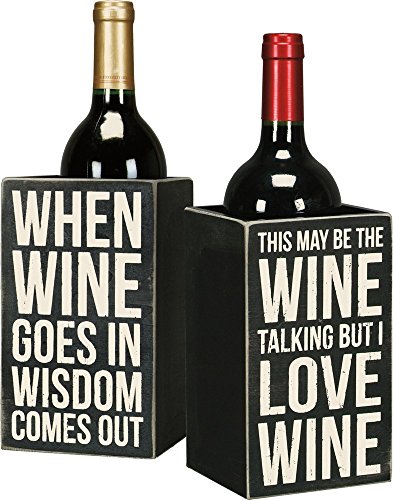Product Cover Primitives By Kathy Single Wine Bottle Holder - Whimsical Wine Box Sign