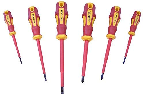 Product Cover MLTOOLS Insulated Screwdriver Set with Magnetic Tips (6 Pc. Tool Kit) Phillips and Slotted Bits | Computer, Electrical, Breaker Use | Ergonomic, Non-Slip Grip | VS333