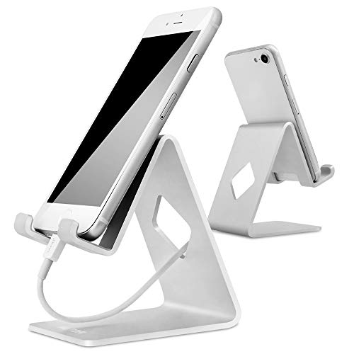 Product Cover Stand for Phone, HOTOR Cell Phone Stand, Cradle, Dock, Holder, Stand for Switch, All Android Smartphone and for Phone XS Max XR 8 X 7 6 6s Plus 5 5s 5c Charging, Universal Accessories Desk -Silver
