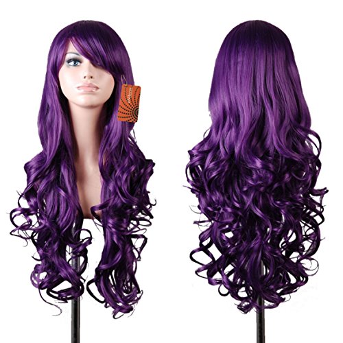 Product Cover eNilecor Hot Pink Wig Wavy Women Colorful Synthetic Natural Wig