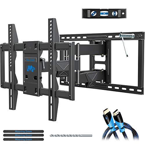 Product Cover Mounting Dream Full Motion TV Mount Wall Bracket TV Wall Mounts for 42-75 Inch TV, Premium TV Bracket, Fits 16, 18, 24 inch Wood Stud Spacing with Articulating Arm up to VESA 600x400mm, 132 lbs MD2298