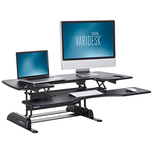 Product Cover VARIDESK - Height Adjustable Standing Desk Converter - ProPlus 48 - Stand Up Desk for Dual Monitors - Black