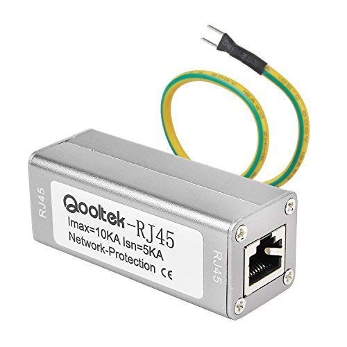 Product Cover Qooltek ST-NET Ethernet Surge Protector for 10/100/1000 Base-T PoE+ Gigabit Modem Thunder & Lighting Protection ST-RJ45