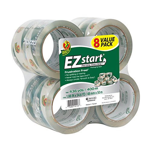 Product Cover Duck EZ Start Packing Tape, 1.88 Inches x 54.6 Yards, Clear, 8 Pack (282404)