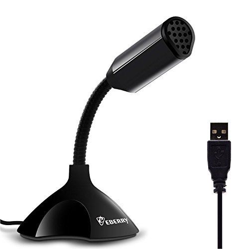 Product Cover eBerry Plug and Play Home Studio Adjustable USB Desktop Microphone Compatible w/ PC and Mac,ideal for Chatting, Skype, MSN, Yahoo Recording (Black)