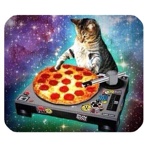 Product Cover New Top Funny Space Cat and Pizza Rectangle Non-Slip Rubber Mouse Pad Mousepad Mat