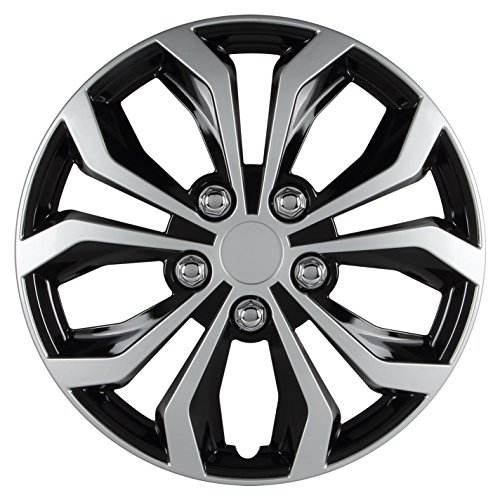 Product Cover Pilot WH553-16S-BS Universal Fit Spyder Black/Silver Finish 16 Inch Wheel Covers - Set of 4
