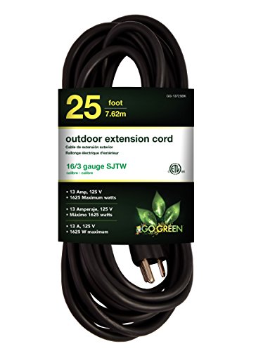 Product Cover Perfpower Go Green 16/3 SJTW Outdoor Extension Cord, 25-Feet, Black