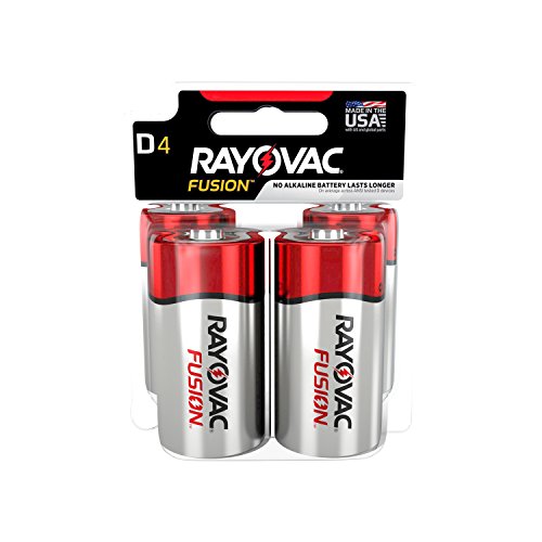 Product Cover Rayovac Fusion D Batteries, Premium Alkaline D Cell Batteries (4 Battery Count)