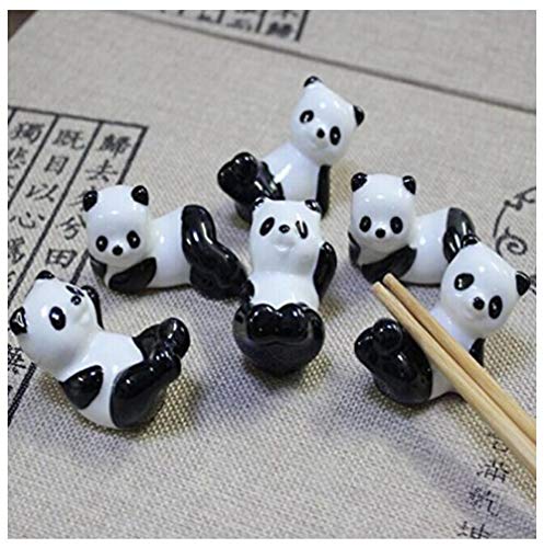 Product Cover Shihua Chinese Ceramic Panda Pattern Chopsticks Rest Spoon Fork Knife Holder Rack Practice Furnishing Articles (6 Pandas)