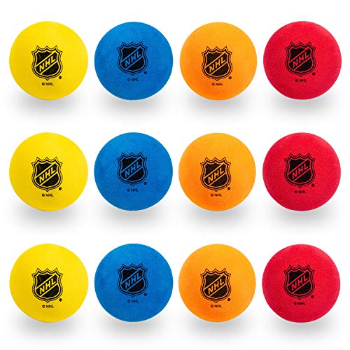 Product Cover Franklin Sports Knee Hockey Balls - Indoor Mini Foam Hockey Balls for Kids - 12 Soft Foam Hockey Balls - Assorted Colors - Drawstring Bag
