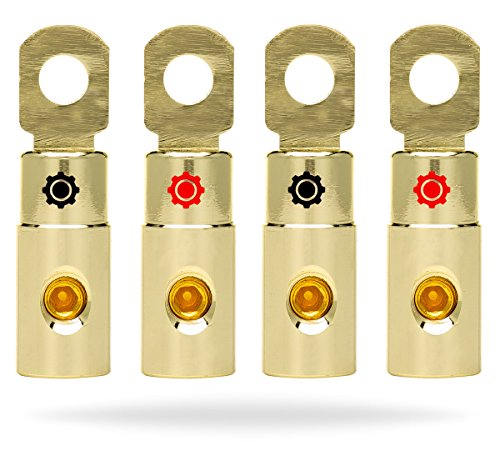 Product Cover InstallGear 4 AWG Gauge Gold Ring Set Screw Battery Ring Terminals (4 Pack)