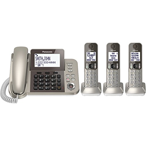 Product Cover PANASONIC Corded/Cordless Phone System with Answering Machine and One Touch Call Blocking - 3 Handsets - KX-TGF353N (Champagne Gold)