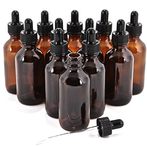 Product Cover 12, Amber, 2 oz Glass Bottles, with Glass Eye Droppers