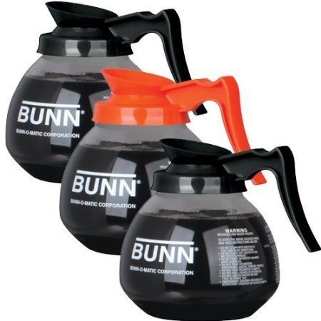 Product Cover BUNN Coffee Pot Decanter/Carafe, 2 Black Regular and 1 Orange Decaf, 12 Cup Capacity, Set of 3 (BP05)
